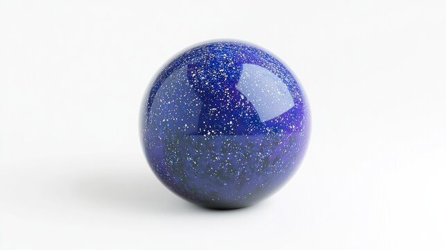 Polished lapis lazuli sphere on white background.