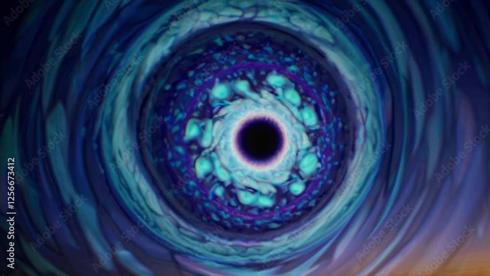 Poster captivating swirling vortex of vibrant blues and purples, creating a hypnotic visual effect. the abs