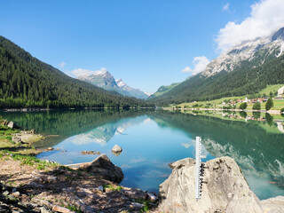 Artificial lake tra along the San Bernardino pass.