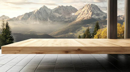 Stunning Mountain View from a Wooden Deck Terrace