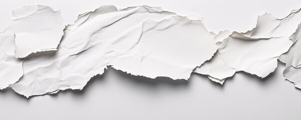 Torn ripped pieces of paper creating a white background