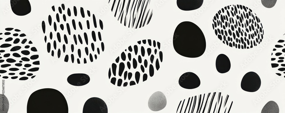 Poster abstract monochrome pattern with various geometric shapes