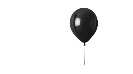 Single black balloon floating with transparent background