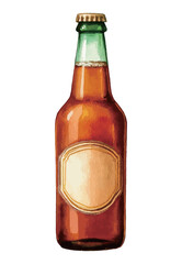 瓶ビールの水彩風イラスト　生成AI