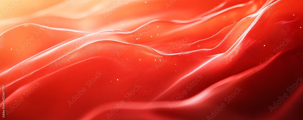 Leinwandbilder Red abstract waves background flowing in motion with particles