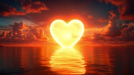 Heart-shaped sunset ocean sunrise love hope calmness - Powered by Adobe