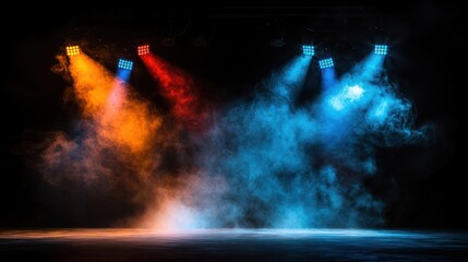 Fototapeta premium Colorful Stage Lighting With Smoke Effect