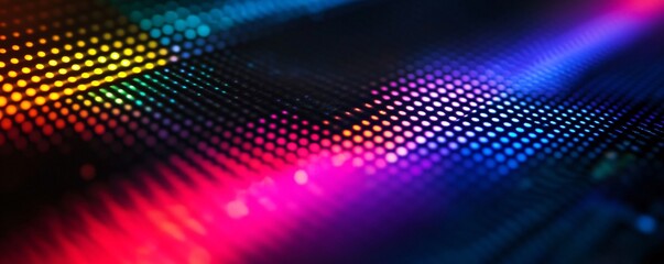 Fototapeta premium Abstract colorful wavy pattern forming from glowing dots