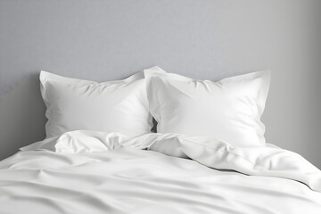 Cozy White Bedding Set with Gray Wall Background