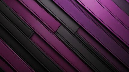 Obraz premium Abstract diagonal pattern of purple and black leather stripes with stitching details
