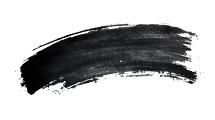 Black paint brush stroke on transparent background