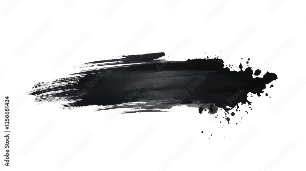 Aufkleber black paint brush stroke with transparent background creating dynamic movement