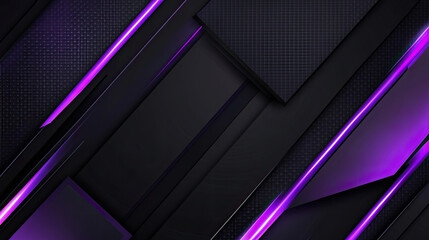 Obraz premium Abstract Dark Background with Purple Neon Lines and Geometric Shapes