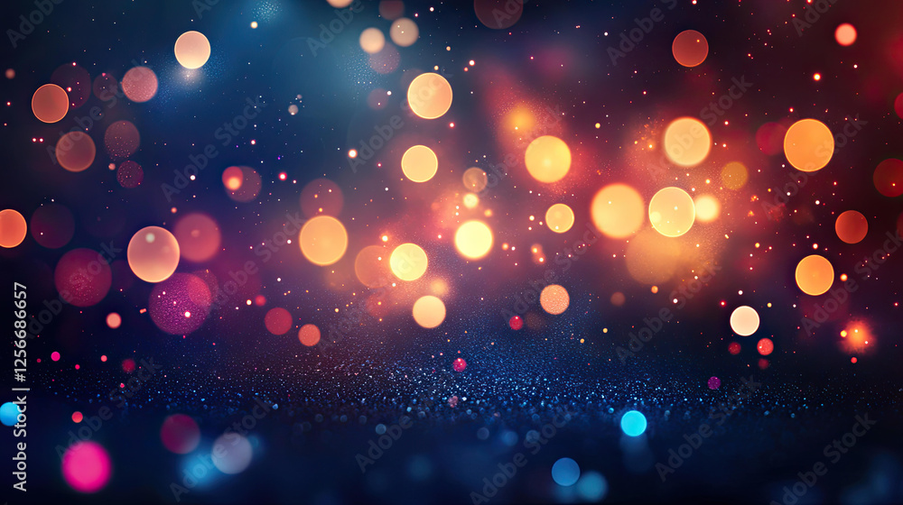 Poster abstract sparkling background with colorful bokeh lights and glittering texture
