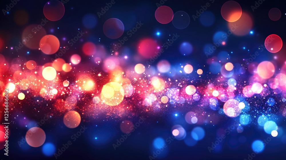 Poster abstract colorful bokeh background with sparkling lights and glittering dust