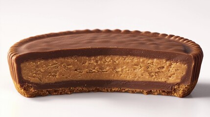 Delicious Chocolate and Peanut Butter Treat on White Background