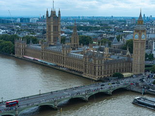 London, United Kingdom. Tourist cities around the world. Houses of Parliament Big Ben Tower and Westminster Pier. 09/02/2024