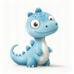 Fototapeta premium a cute little blue dino for a book for children cartoon white backgroung 