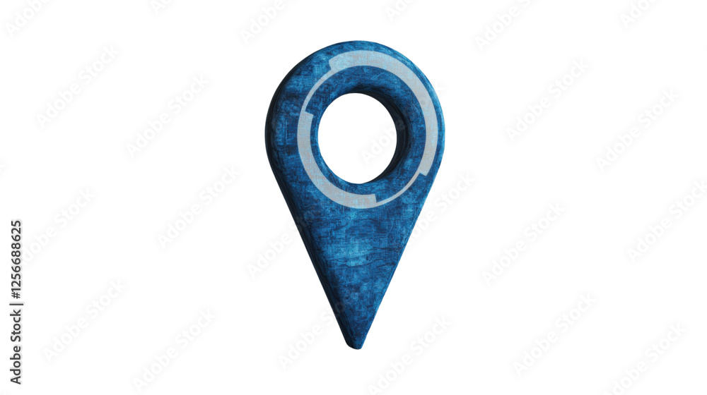 Poster blue location pin showing loading status on transparent background
