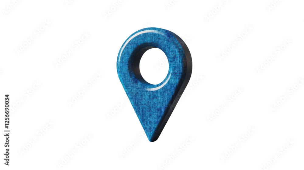 Poster blue location pin pointing exact global position on a transparent background