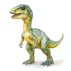Fototapeta premium a toy ,baby baryonyx dinosaur, watercolor, white background 