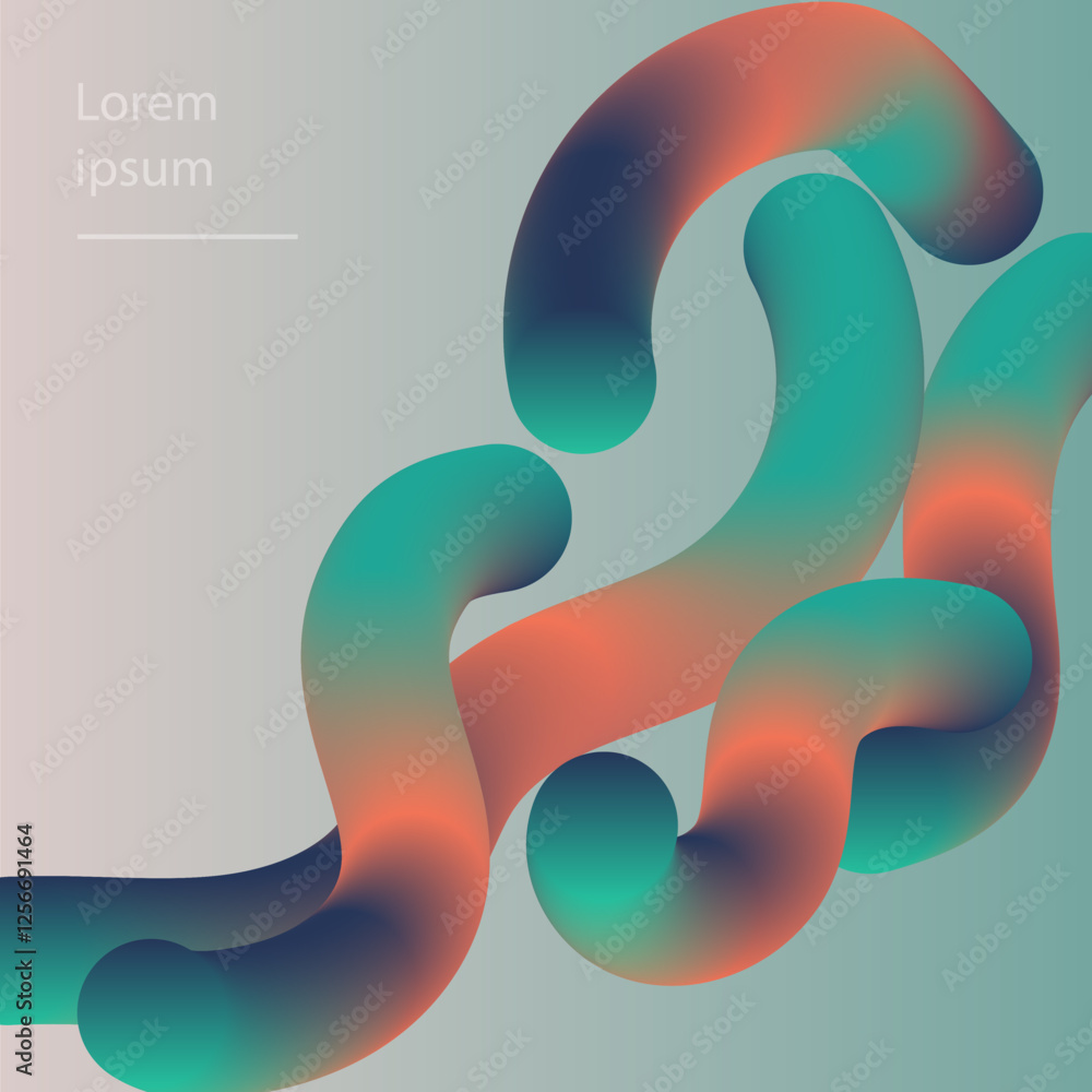Poster abstract background with gradient fluid and liquid shapes futuristic banner design in a modern style, curved 3D lines