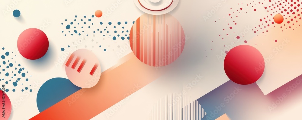 Poster abstract geometric pattern with colorful circles and diagonal stripes