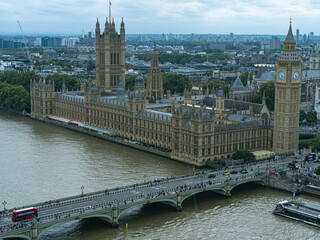London, United Kingdom. Tourist cities around the world. Houses of Parliament Big Ben Tower and Westminster Pier. 09/02/2024
