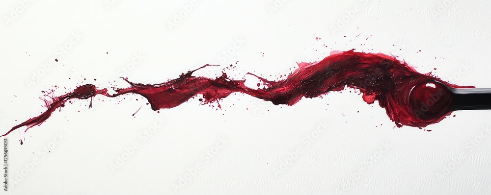 Poster red wine splashing in dynamic motion against white background