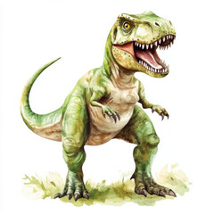 Obraz premium Clipart featuring dinosaur, isolated on white background, Watercolor Paint style