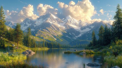 Fototapeta premium Stunning Mountain Lake Scenery
