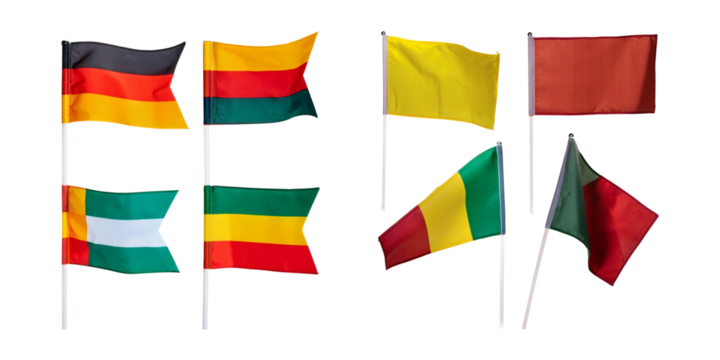 Colorful Flags of Various Nations Displayed Against White Background