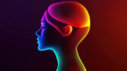 Obraz premium Vibrant Abstract Profile of a Female Face with Colorful Lighting