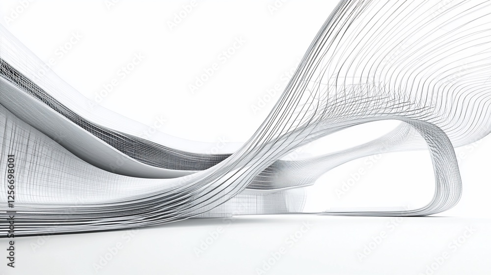 Poster abstract architectural design with flowing lines and a white background gives a modern vibe
