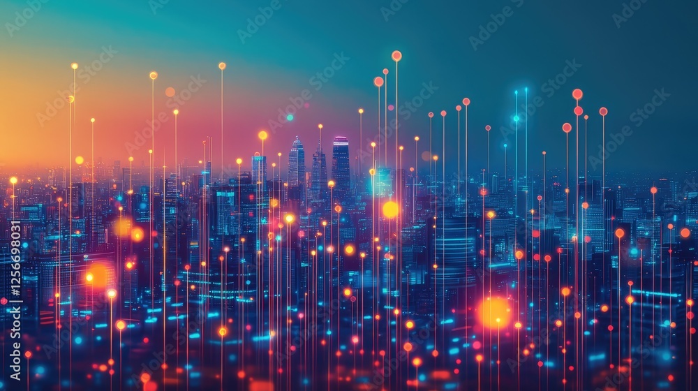 Poster a digital circuit board with glowing elements representing innovation and technology in the corporat