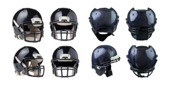 Various American Football Helmets in Different Angles and Styles