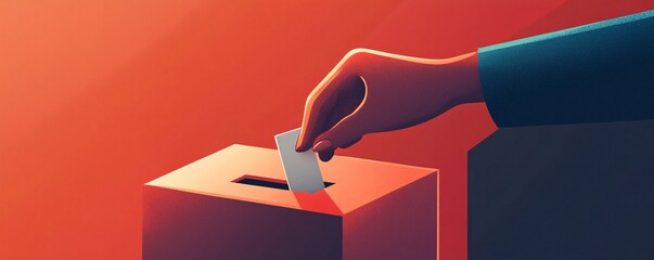 Obraz premium Voter is putting a ballot in a box during an election