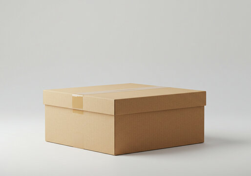 Sealed Cardboard Box on White Background: A Simple Studio Shot