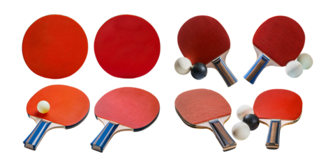 Table Tennis Equipment with Paddles and Balls on White Background