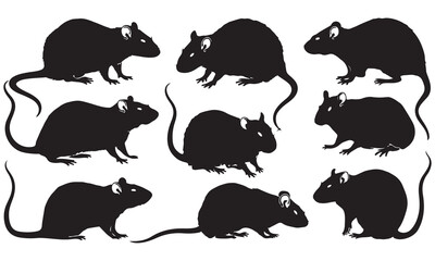 Isolated Mouse Silhouette Illustrations
