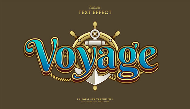 decorative voyage ship wheel editable text effect design