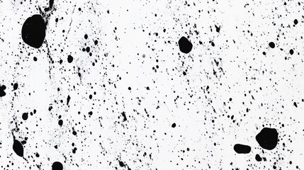 Abstract Black Ink Splatter on White Background Creating a Dynamic Artistic Texture and Visual Interest