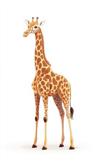 Obraz premium cute giraffe, cartoon, flat vector, on a white background 