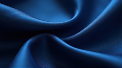 Elegant blue satin fabric with delicate waves and highlights, emphasizing a silky smooth texture and a refined, luxurious look.