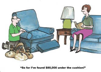 Money under cushions