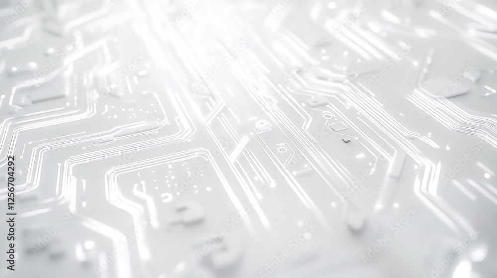 Poster abstract white circuit board texture with glowing lines.