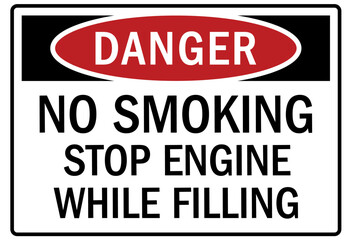 No smoking sign stop engine while filling