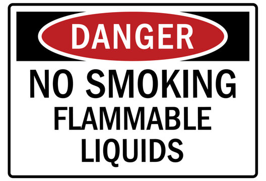 No smoking sign flammable liquids