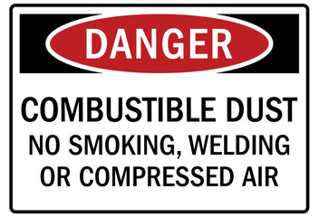 Fototapeta premium No smoking sign combustible dust. No smoking, welding or compressed air