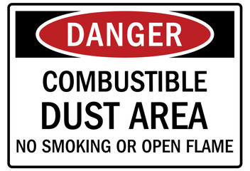 No smoking sign combustible dust area